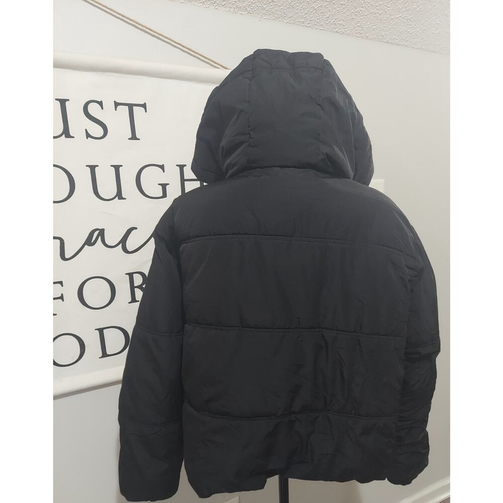Zara Women's M Black Hooded Puffer Jacket Coat Heavy Quilted Streetwear Full Zip - Picture 2 of 11